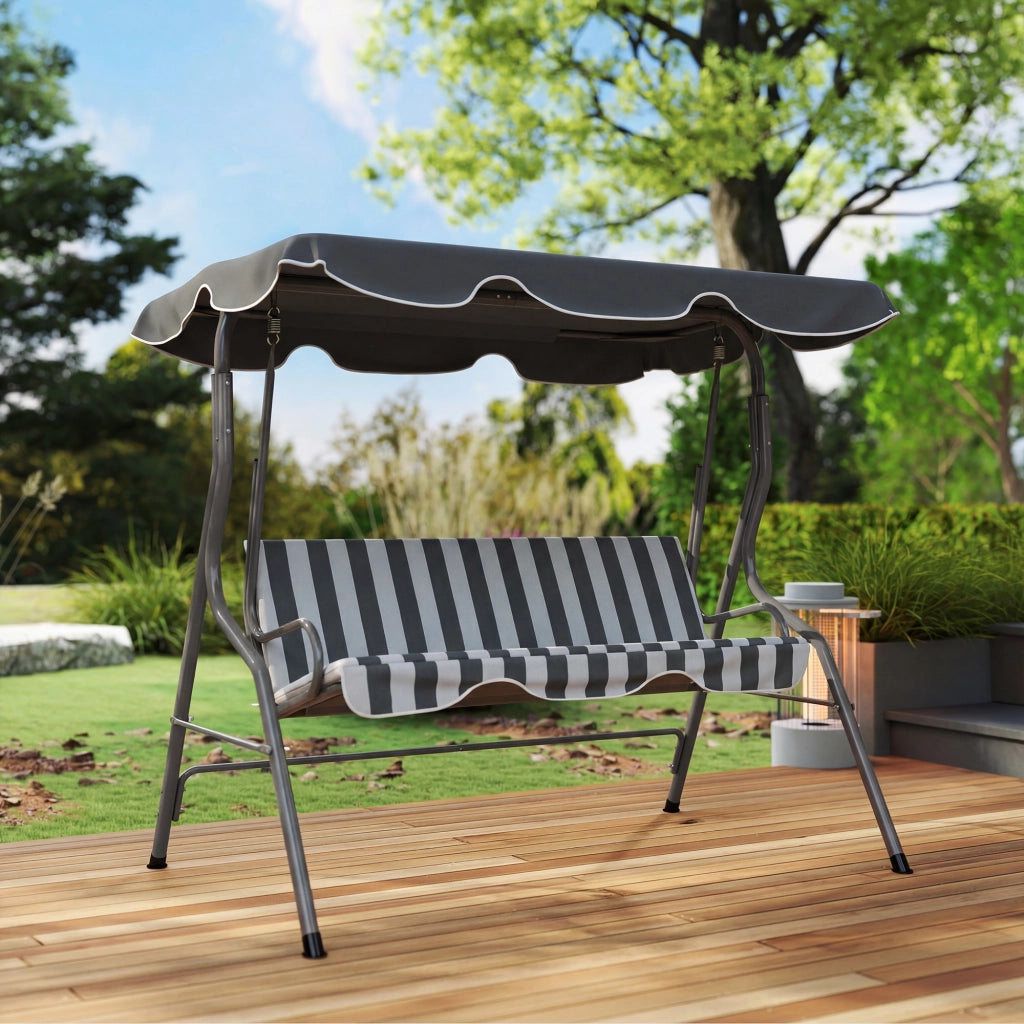 Divano da Giardino 3 Posti con Cuscini ¨C Minimal ¨C Grigio, Bianco