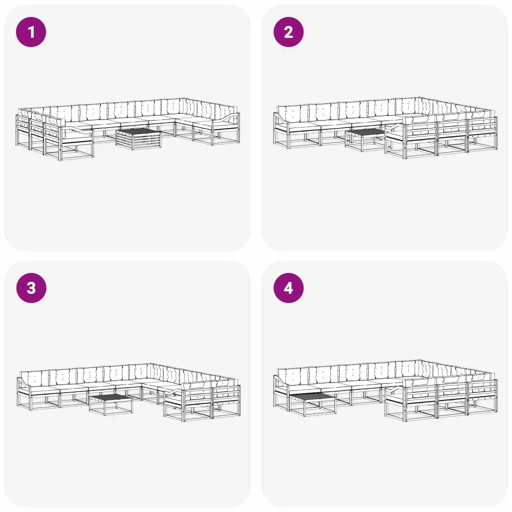 Set di divani da esterno con cuscino 11 pcs Bianco e Beige 3387157