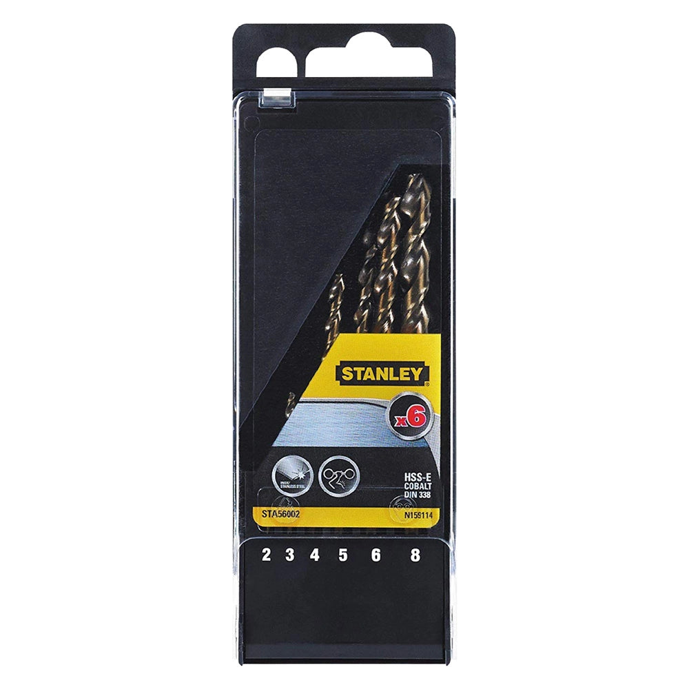 PUNTA PER METALLO HSS-E COBALTO IN SET set 6 pz (da mm 2 a 8)  - STANLEY