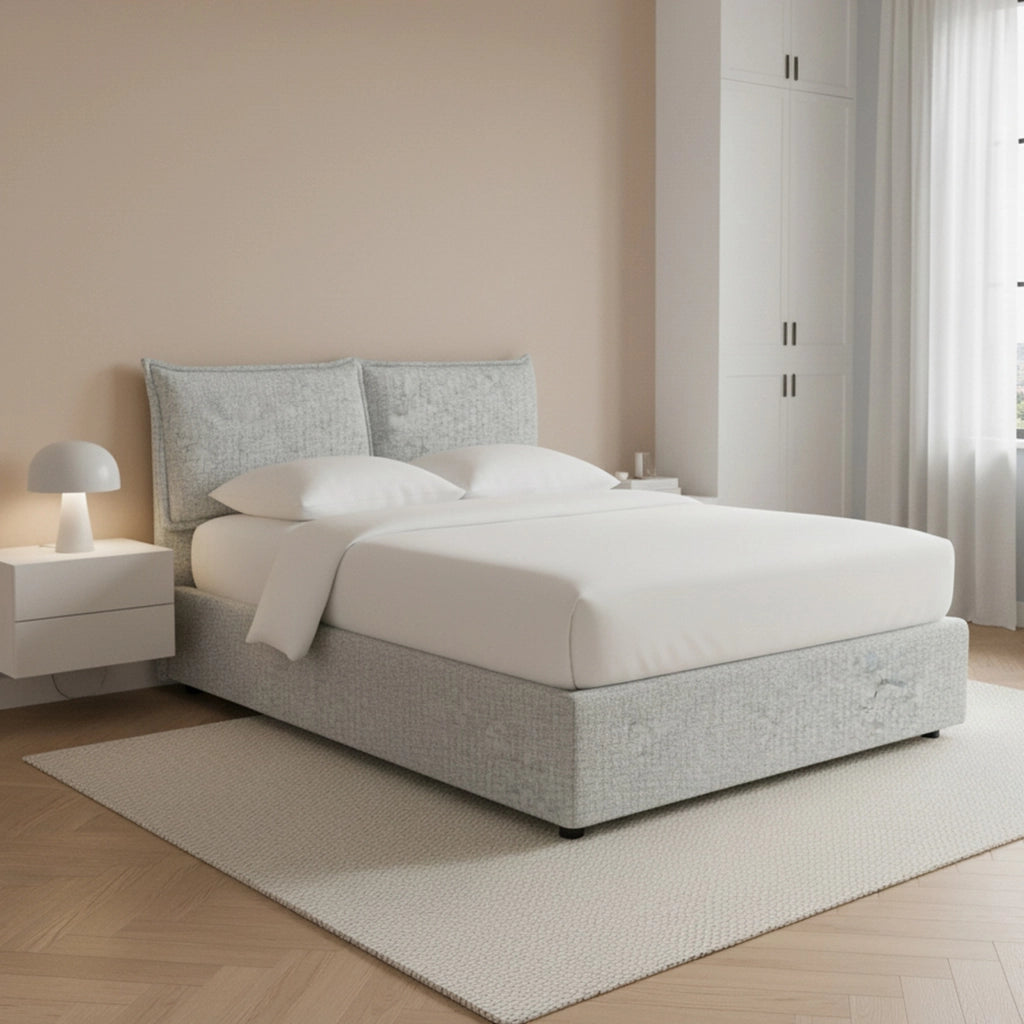 Malton, Letto Piazza e Mezza Sfoderabile Made in Italy, Grigio Chiaro