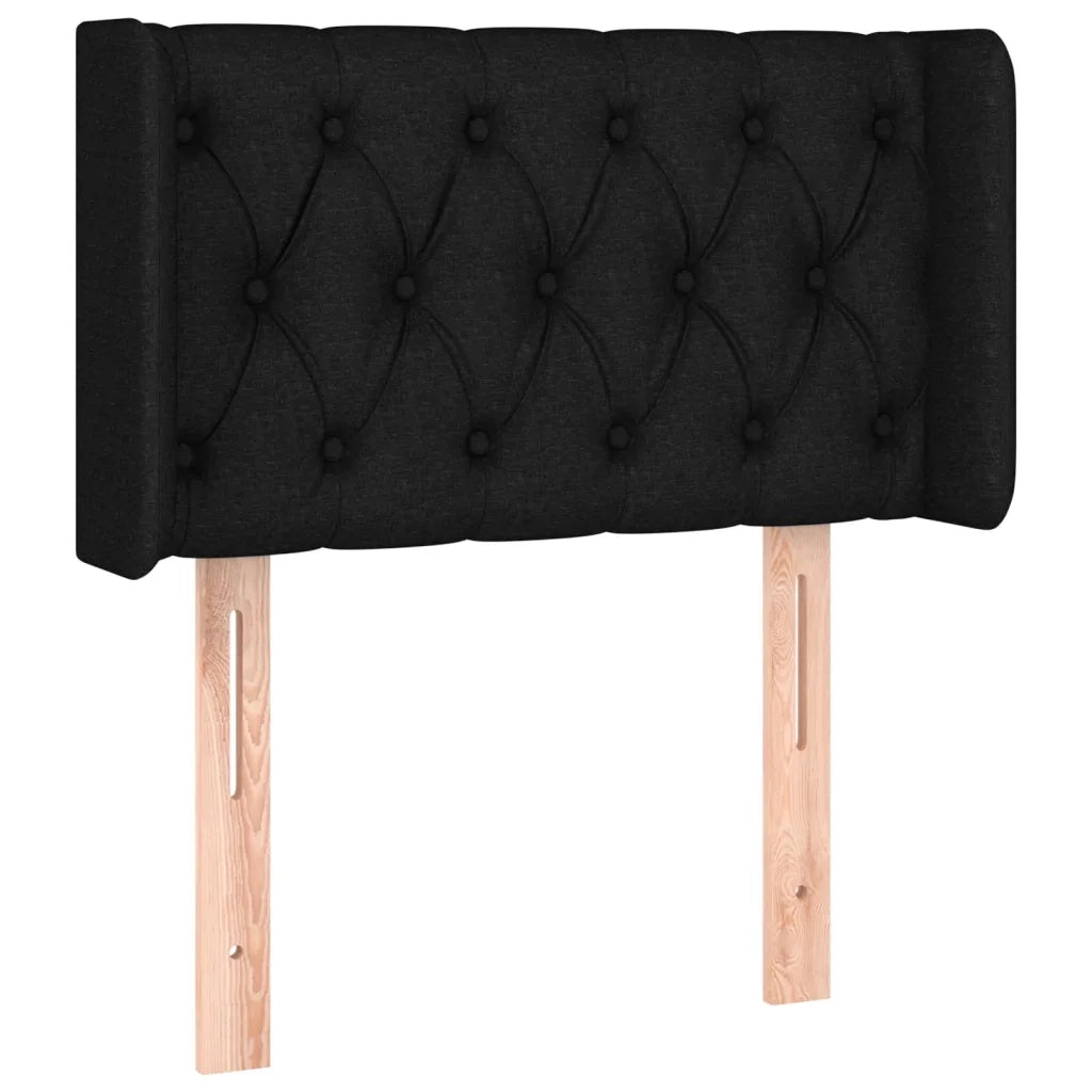 Testiera ad Orecchio-Testata con Orecchie Nera 83x16x78/88 cm in Tessuto 910494