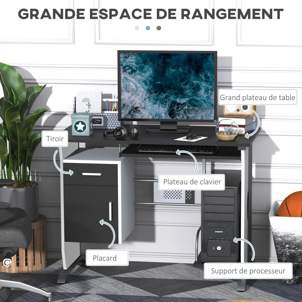 Scrivania computer design in MDF nero e bianco ¨C Minimal ¨C 100x52x75 cm