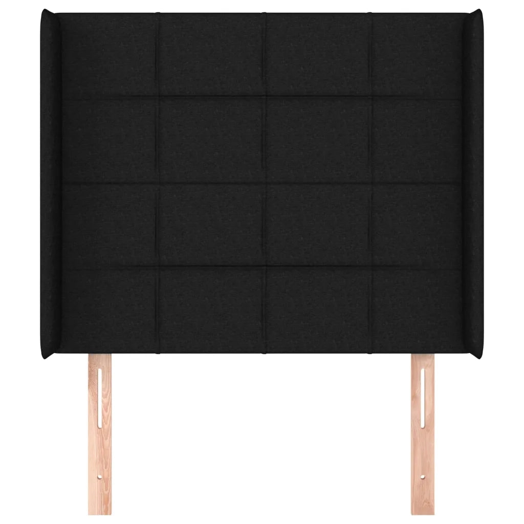 Testiera ad Orecchio-Testata con Orecchie Nera 93x16x118/128 cm in Tessuto 290741
