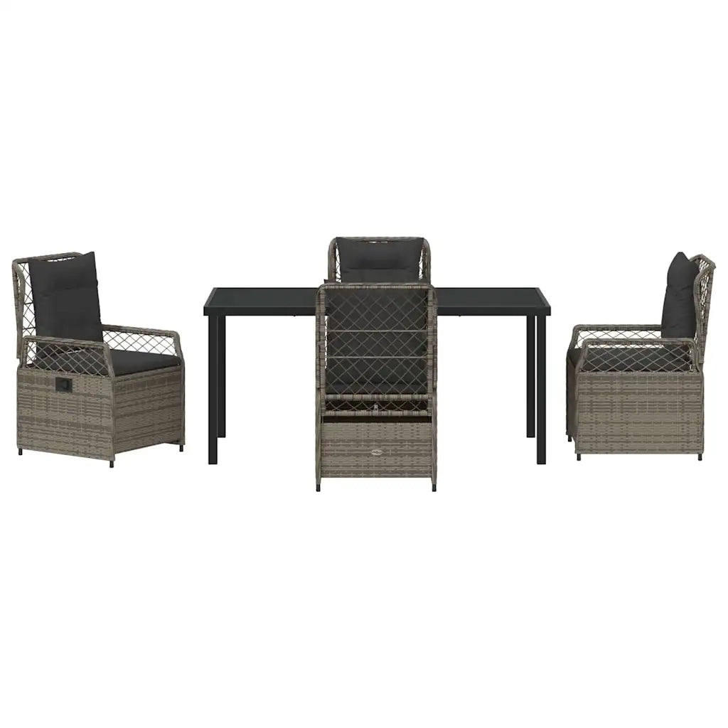Set da Pranzo per Giardino 5 pcs Grigio polyrattan