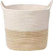 Cestino di stoffa, corda, raccoglitore di spugne, cestino intrecciato, contenitore per giocattoli per bambini con maniglia, per soggiorno, camera da letto, bagno, 30 x 30 cm
