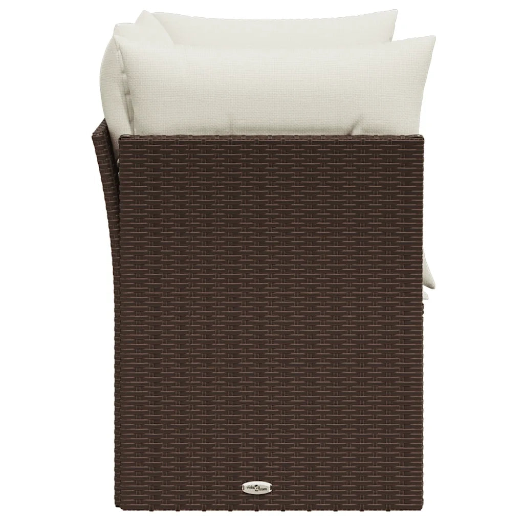 Divano da Giardino a 2 Posti con Cuscini in Polyrattan Marrone 366201