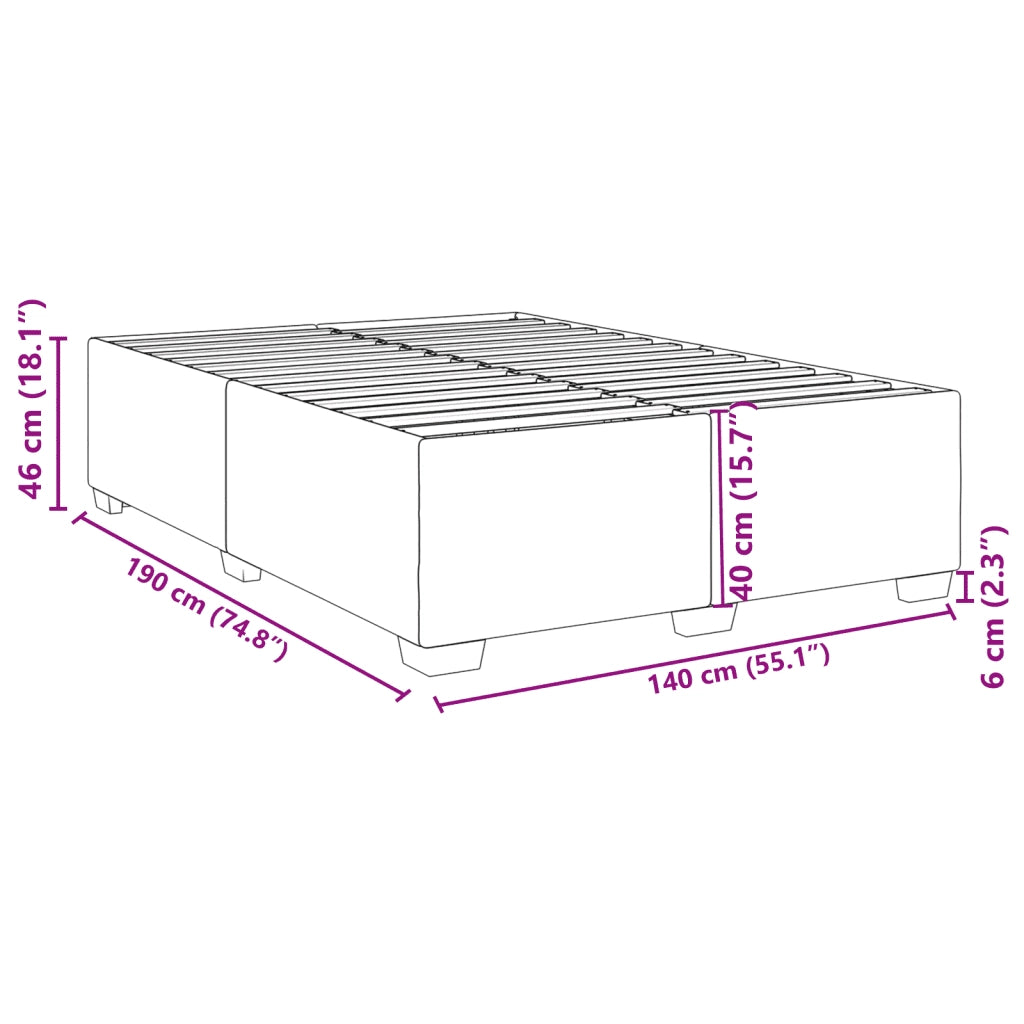 Letto matrimoniale | Letto per adulti | Giroletto senza Materasso Grigio Chiaro 140x190 cm Velluto