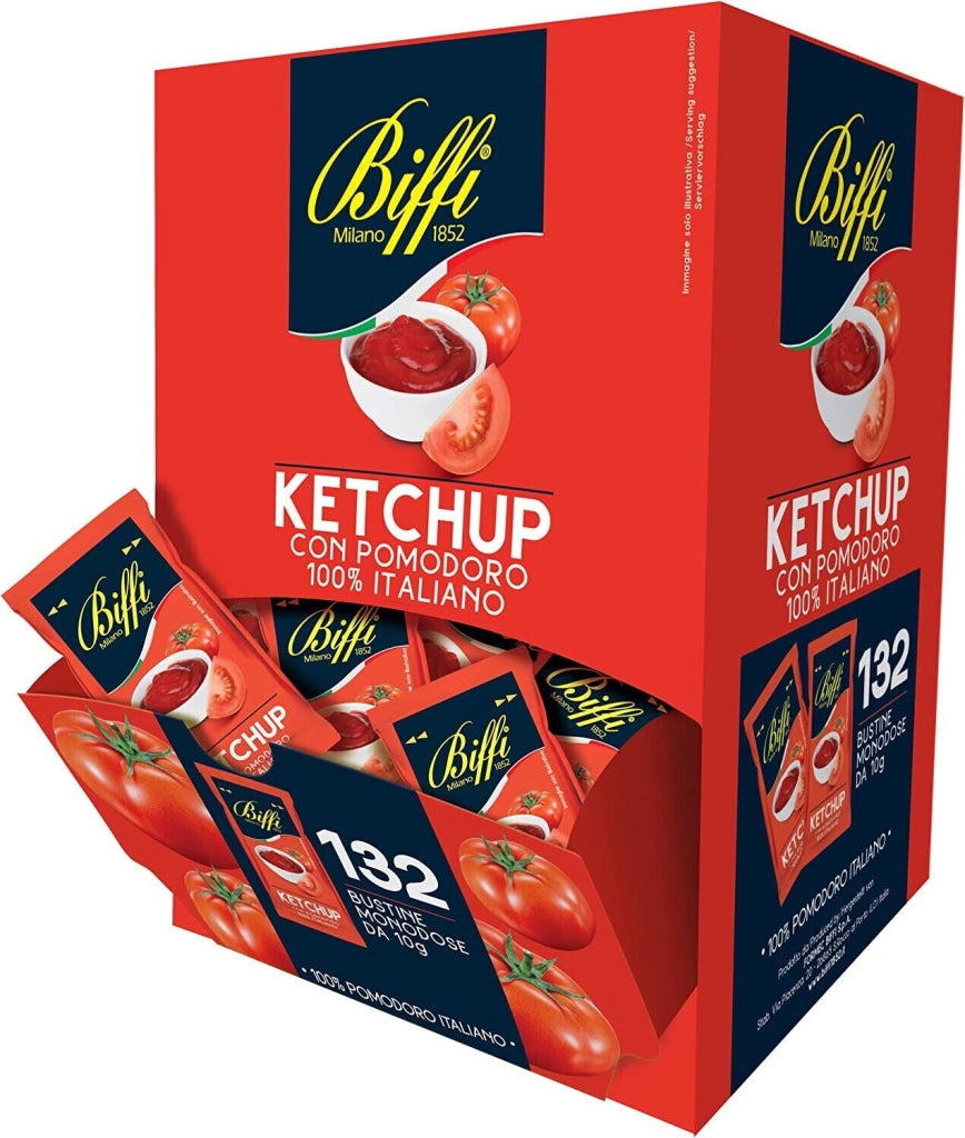 KETCHUP BIFFI 132 BUSTINE MONODOSE CON POMODORO 100% ITALIANO MONOPORZIONE 10GR