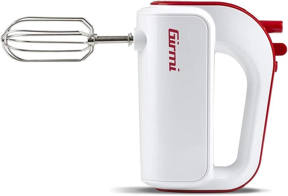 GIRMI SB02 SBATTITORE ELETTRICO 170W SBATTITORI INOX PER MONTARE FUNZIONE TURBO GANCI INOX 5 VELOCITÀ BIANCO/ROSSO