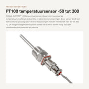 Sensore di temperatura PT100 - Misurazione precisa - Sonde in acciaio inossidabile 6 mm x 50 mm - 1/2 NPT viti - 2 m cavo - Temperatura di servizio -50 a 300 °C - Sonde di temperatura