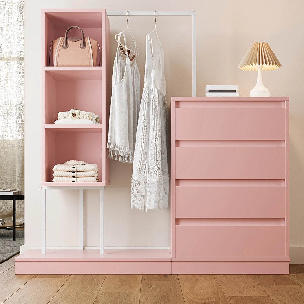 Comò - Xylo - 4 cassetti rosa 140x40x135cm