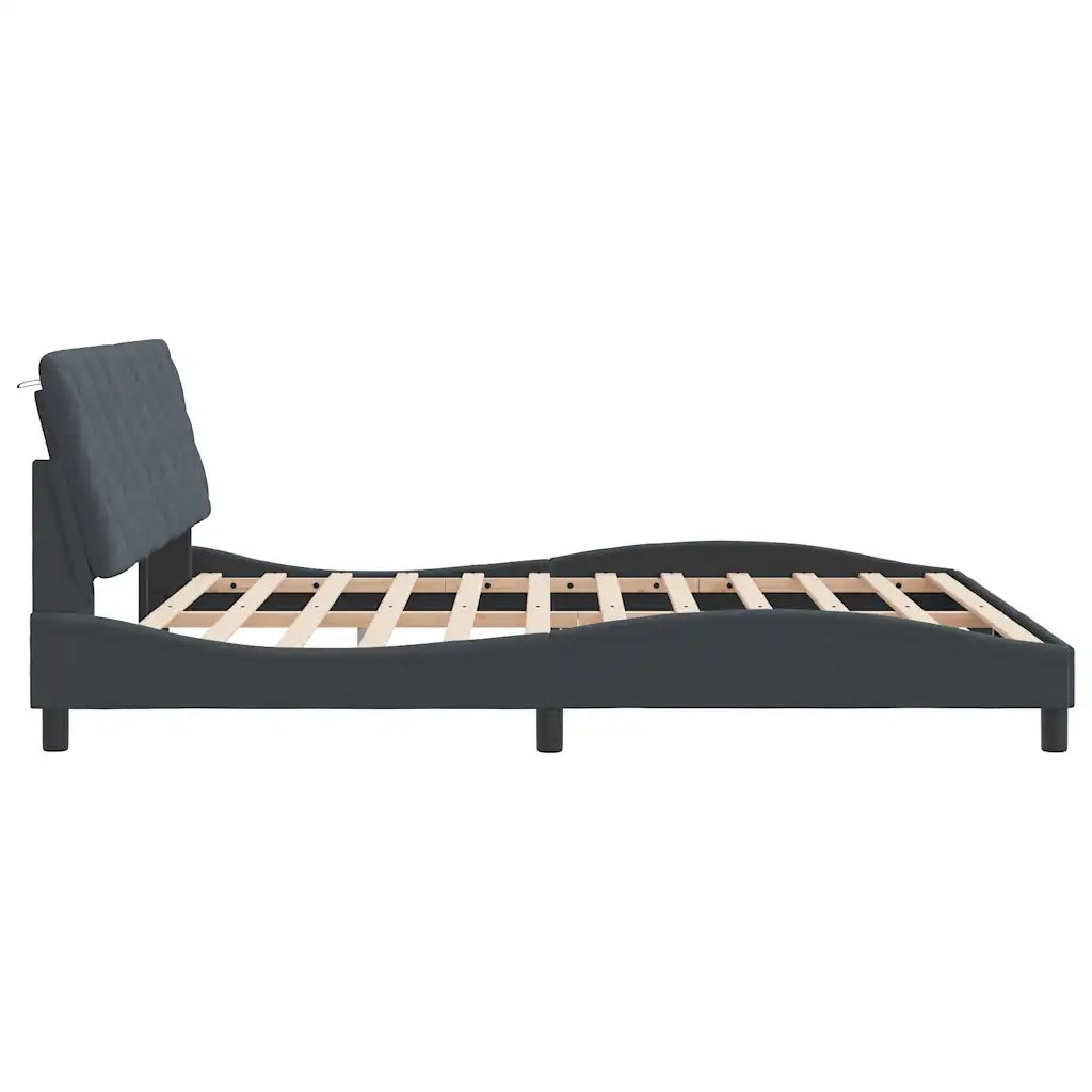 Letto matrimoniale | Letto per adulti | Giroletto senza Materasso Grigio Scuro 180x200 cm Velluto