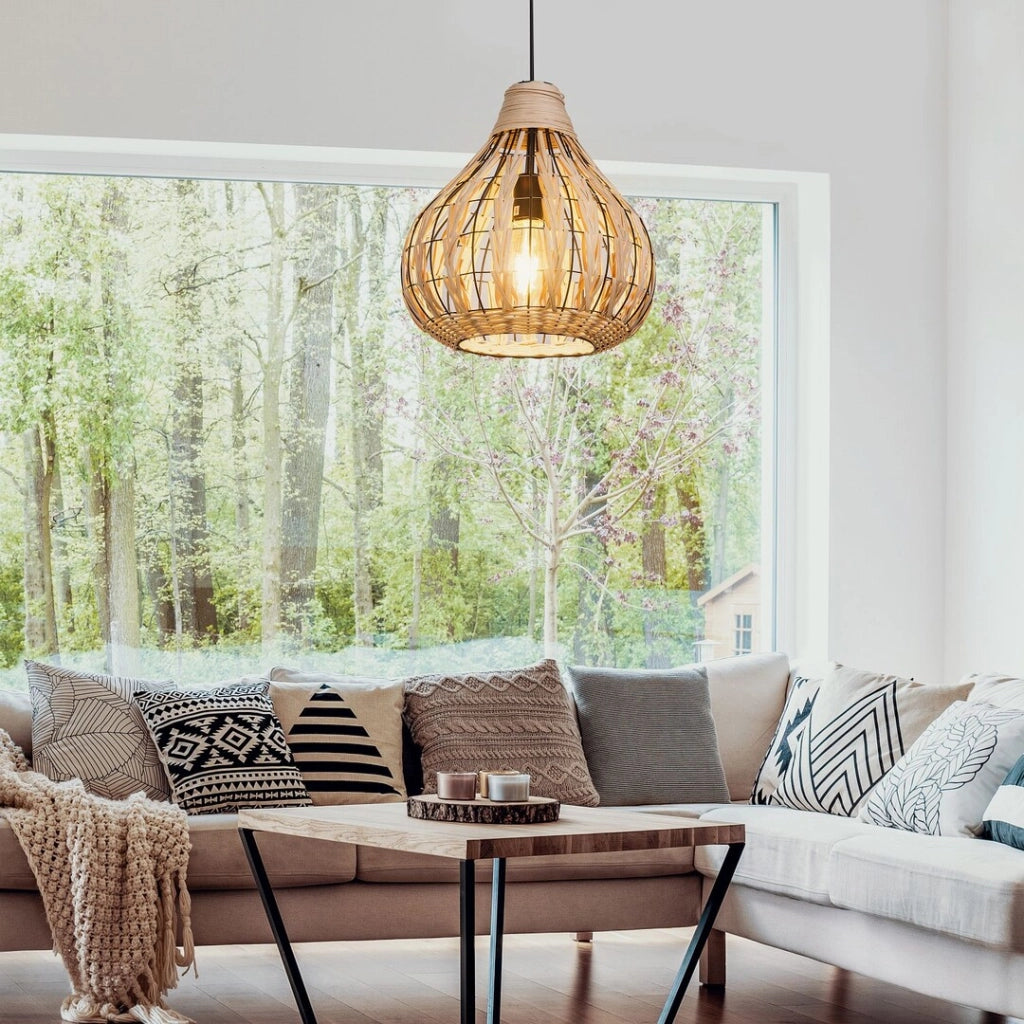 Lampada sospensione boho rattan E27 Ø34 Rabalux Zahara