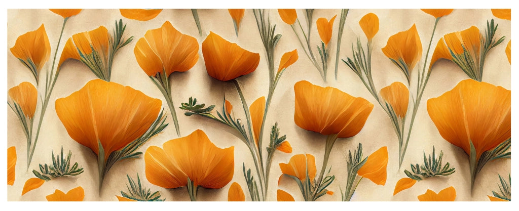 Tappeto passatoia fantasia made in Italy antiscivolo lavabile aderente PapaveroArancio - 50x250 cm