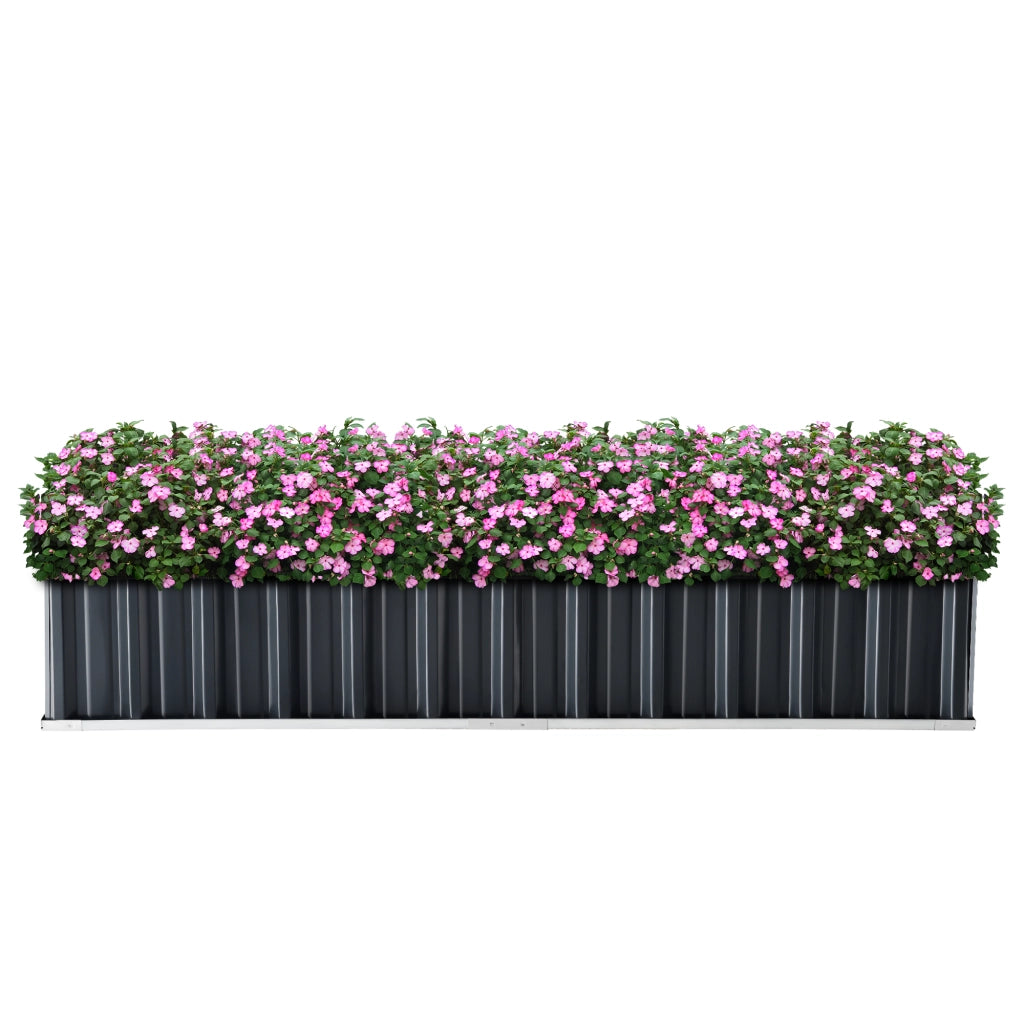 Aiuola Rialzata Zevenaar Bordatura Rettangolare in Acciaio Zincato 174x90x30 cm - Antracite [en.casa]