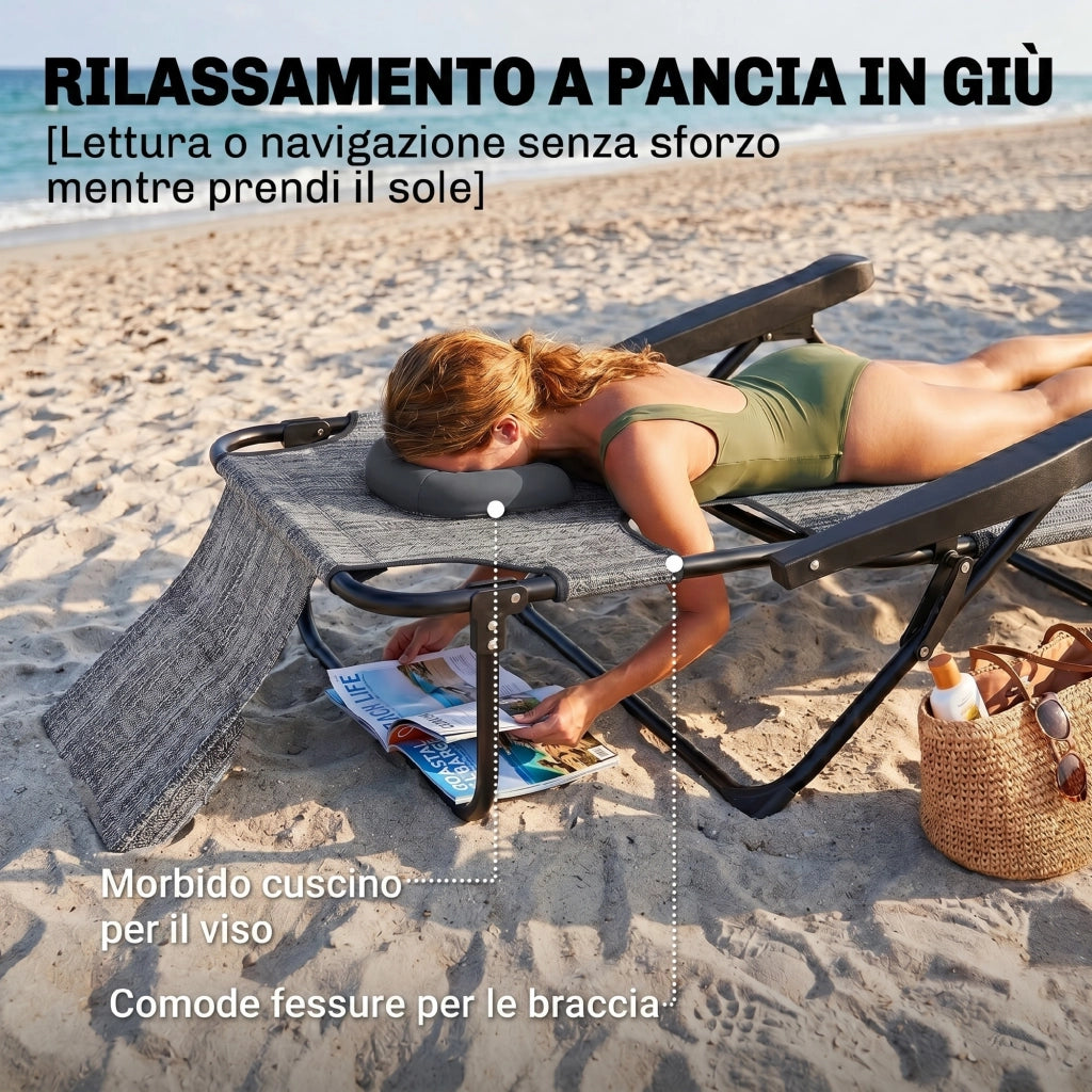 Poltrona da Giardino Pieghevole ¨C Minimal ¨C Grigio 145x72x89 cm