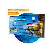 Trade Shop - 9 X Galleggianti Da Pesca Varie Misure Per Acque Stagnanti Pescatori Fish Active -