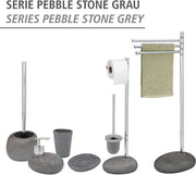 WC-garnituur con pietra naturale - finitura pietra - set di spazzole per il water inclusivo - pietra d'arte di alta qualità - grigio - 235 x 70 x 19 cm toilet butler
