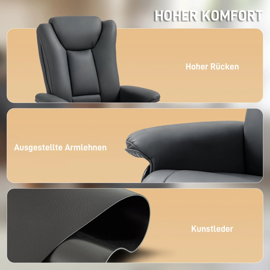 Poltrona relax reclinabile girevole ¨C Minimal ¨C similpelle grigio scuro