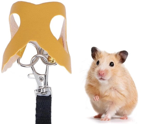 Abbigliamento per Hamster con Campanello - Set di Cinture - Materiale in Pelle Finta - Leggero e Facile da Indossare - 3 Taglie - Per Escursioni all'Aperto - Abbigliamento per Animali da Compagnia