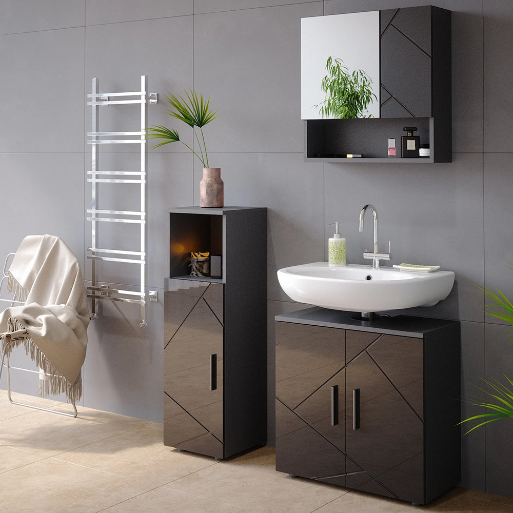 Mobiletto bagno Irma Antracite lucido 30 x 95 cm Vicco