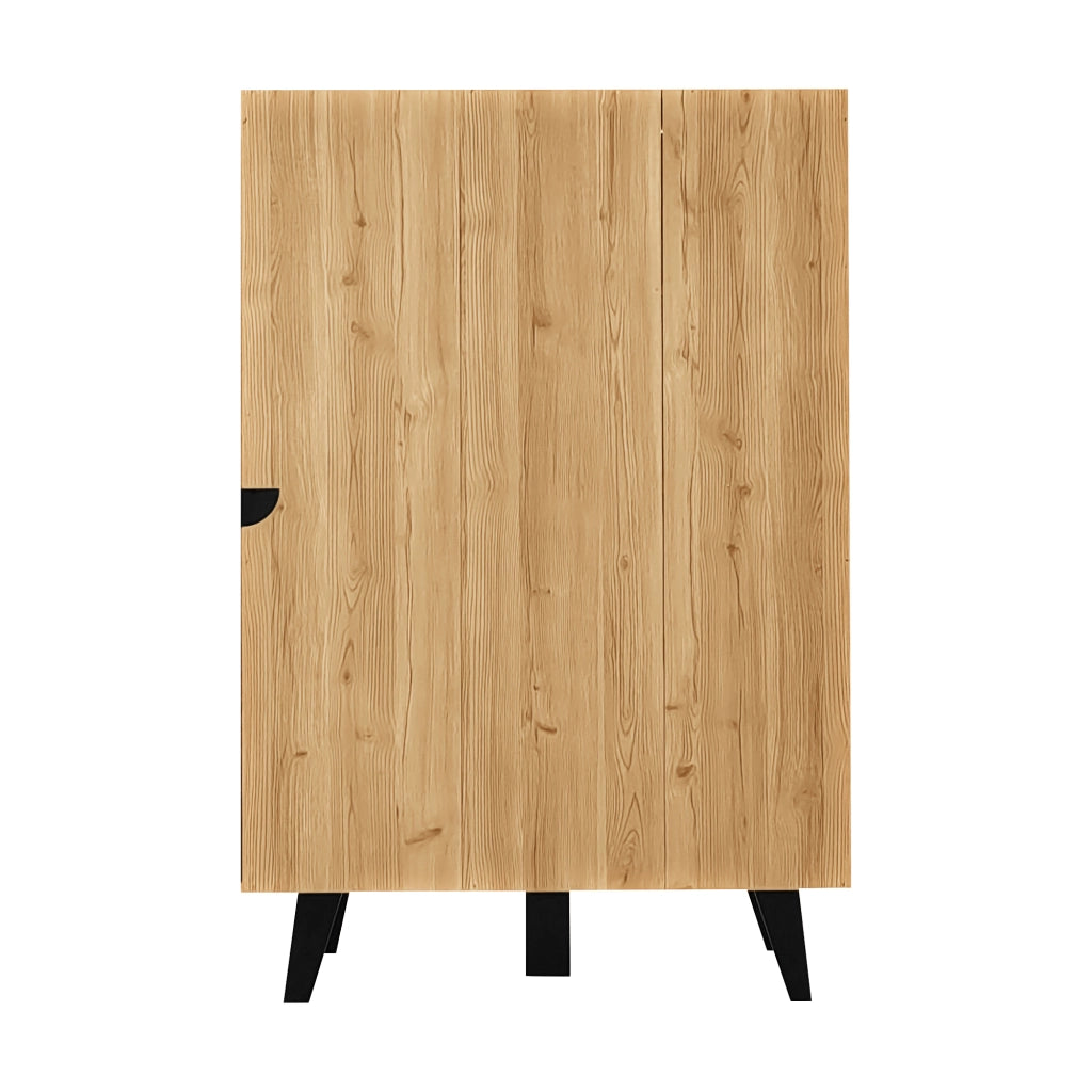 Mobile Credenza con Vetro e LED ¨C Xylo ¨C Nero e Legno