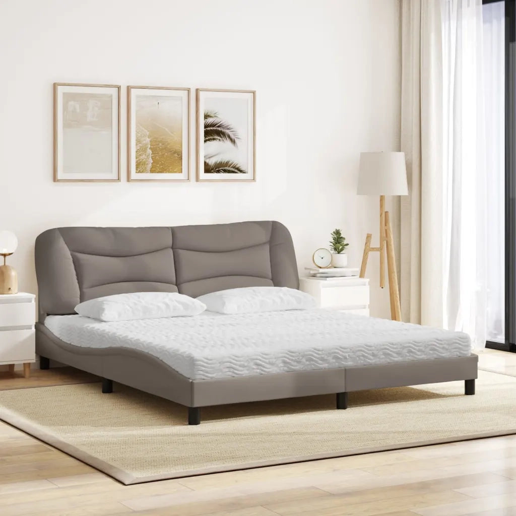 Letto con Materasso Hvar Tortora 180x200 cm in Tessuto