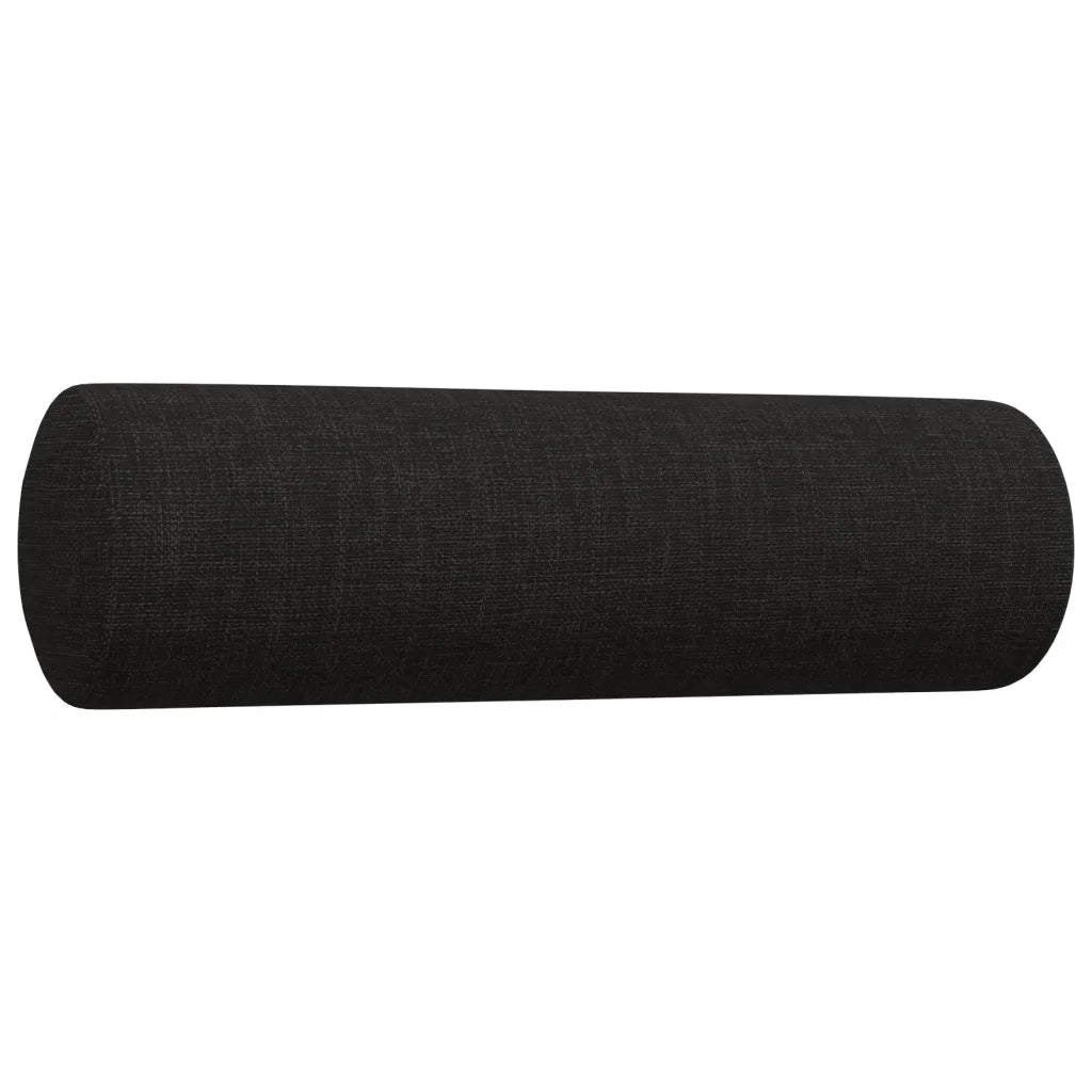 Set Divani 3 pz con Poggiapiedi e Cuscini Nero in Tessuto