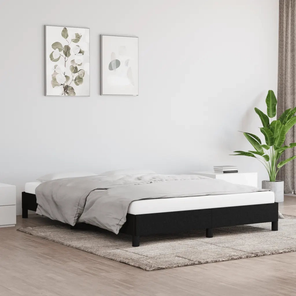 Letto matrimoniale | Letto per adulti | Giroletto senza Materasso Nero 140x200 cm in Tessuto