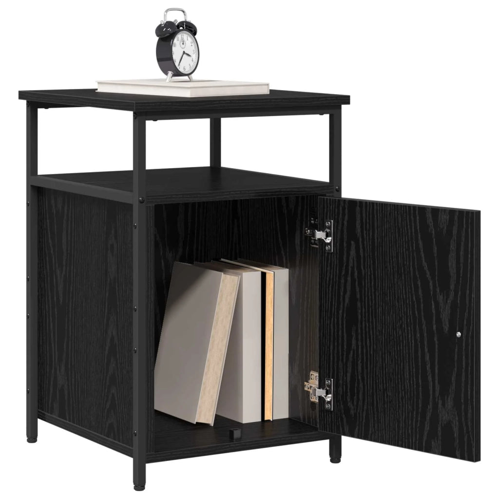 Comodino | Armadio da Notte | Mobiletto da notte con cassetto Rovere nero Legno multistrato