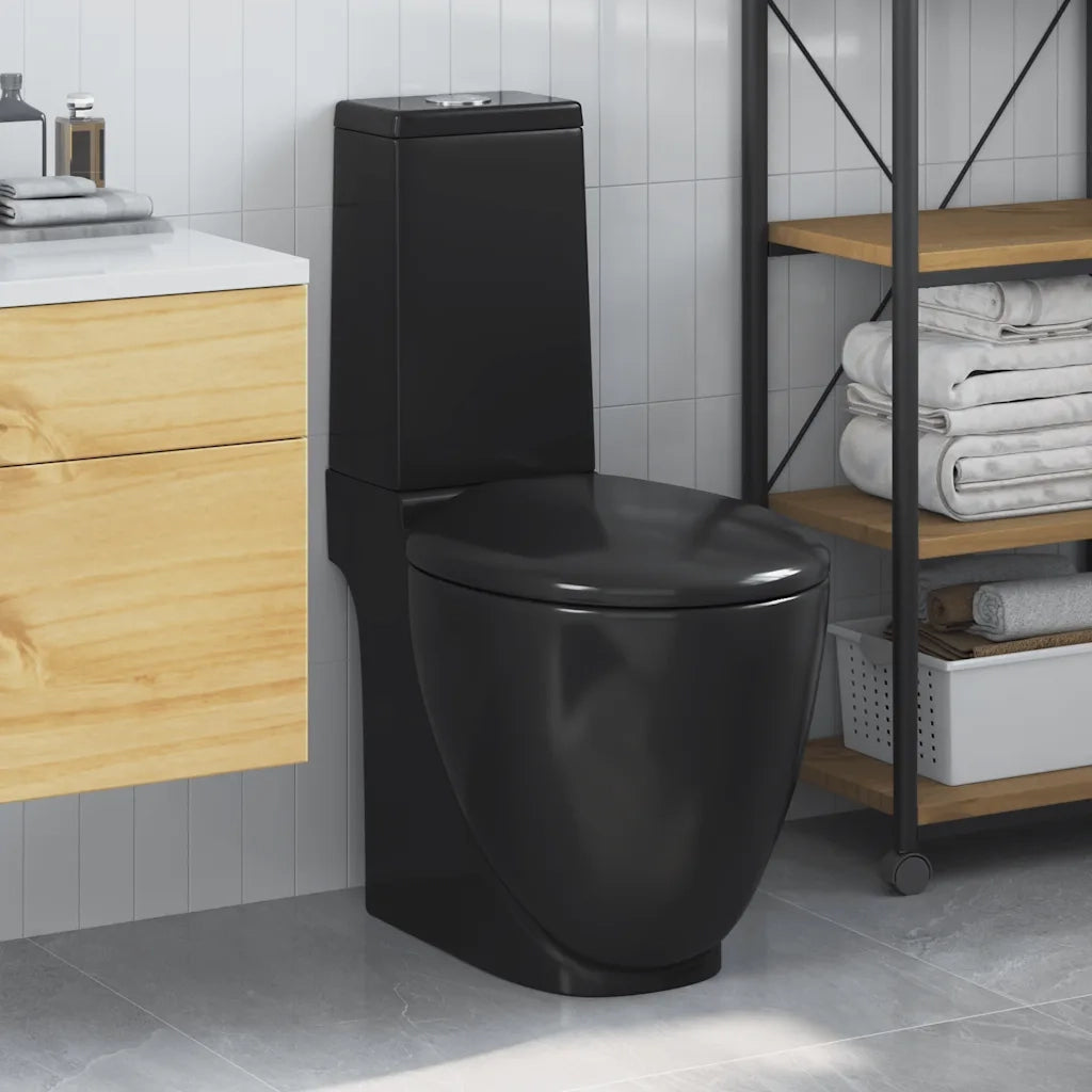 Vaso WC in Ceramica con Scarico Dietro Nero 140298