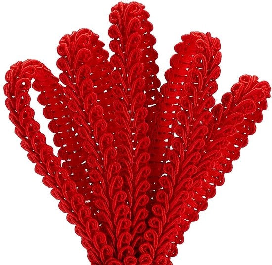 Nastro decorativo a strisce 27 Metri - Poliestere - Frangette - Costumi - Fai da Te - Creazione di Gioielli - Rosso - Nastro decorativo