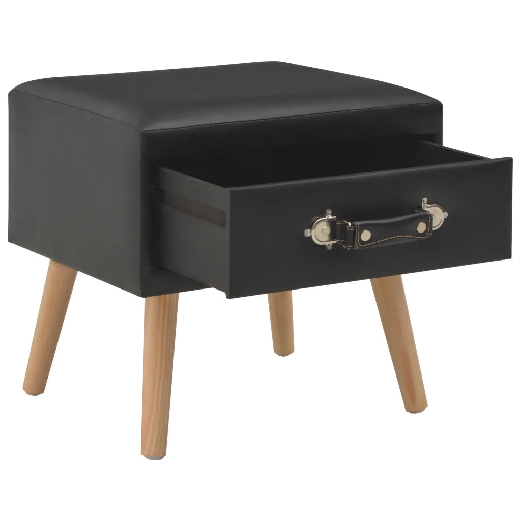 Comodino Nero 40x35x40 cm in Similpelle 247537