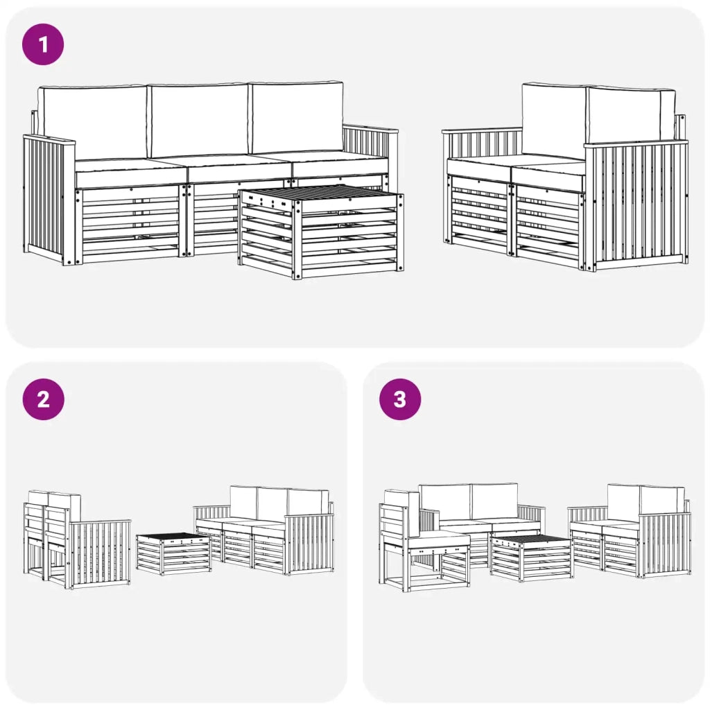 Set divani Legno di Acacia Massello 3391392