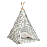 Tenda Indiani Bambini Casa per Bambini con 1 portella e 1 Finestra Righe bianco sporco OSS03,IT