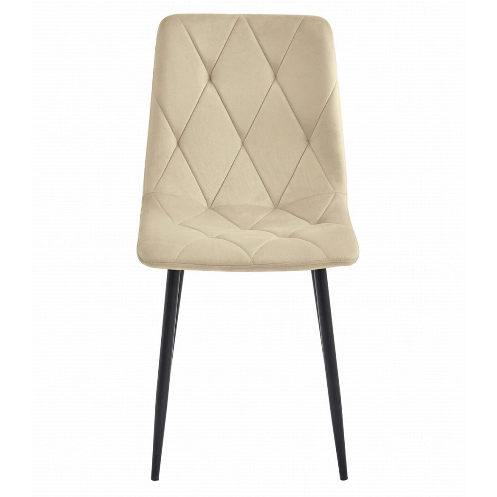 Sedia Libra in velluto beige con gambe nere