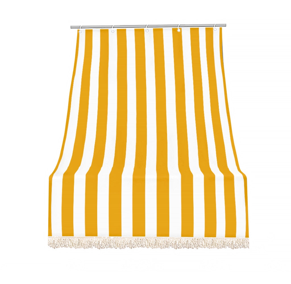 Tenda da sole tessuto resistente per esterno, Terrazzo, con anelli lavabile frange pizzo, da Balcone - Giallo - 140x300 cm