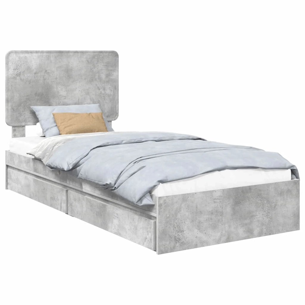 Letto con Contenitore con testiera Grigio cemento 100 x 200 cm