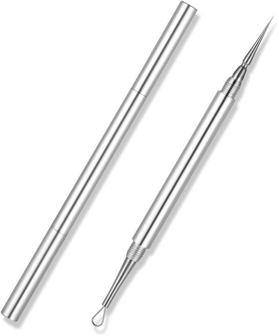 Strumento per la rimozione dei pori - Materiale: Acciaio Inossidabile - Rimuove milieus e comedoni - Acne Naald - Cura della pelle - Argento Placcato
