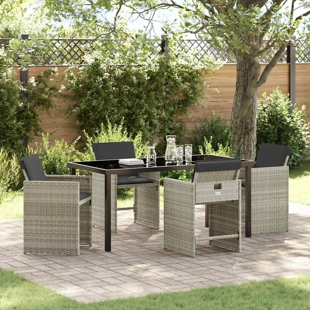 Set da Pranzo per Giardino 5 pcs Grigio chiaro polyrattan