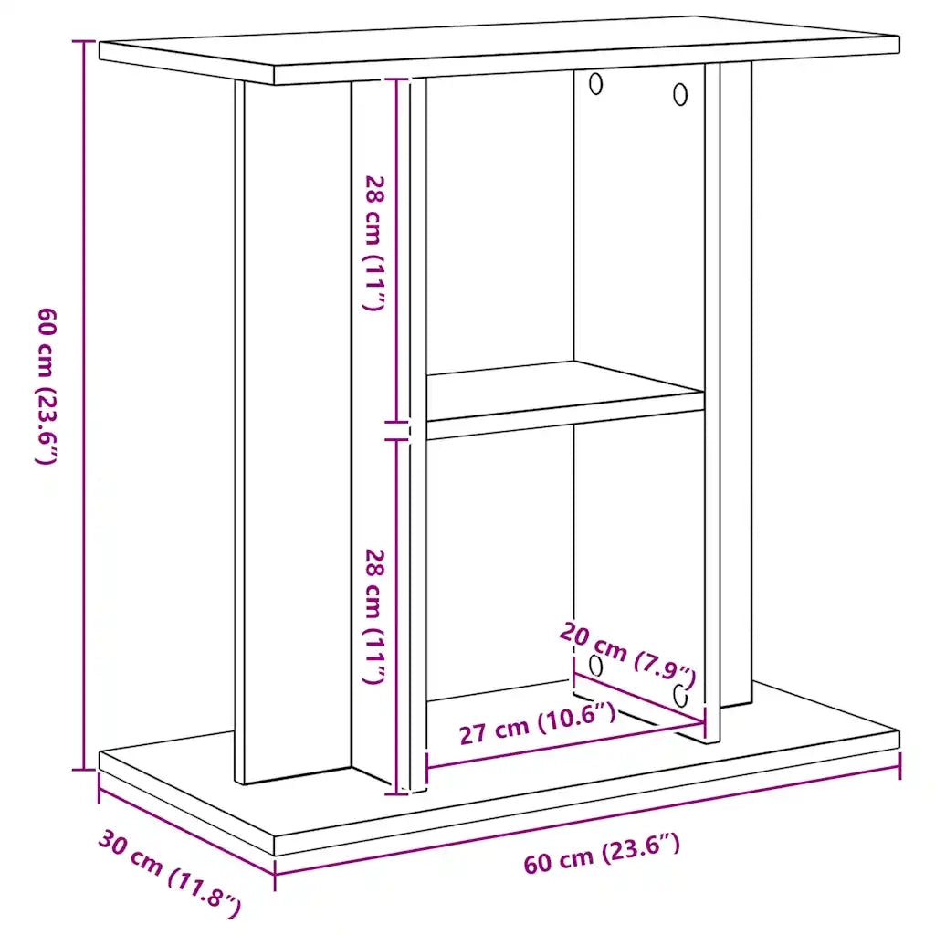 Supporto per acquario in rovere nero 60x30x60 cm 862148