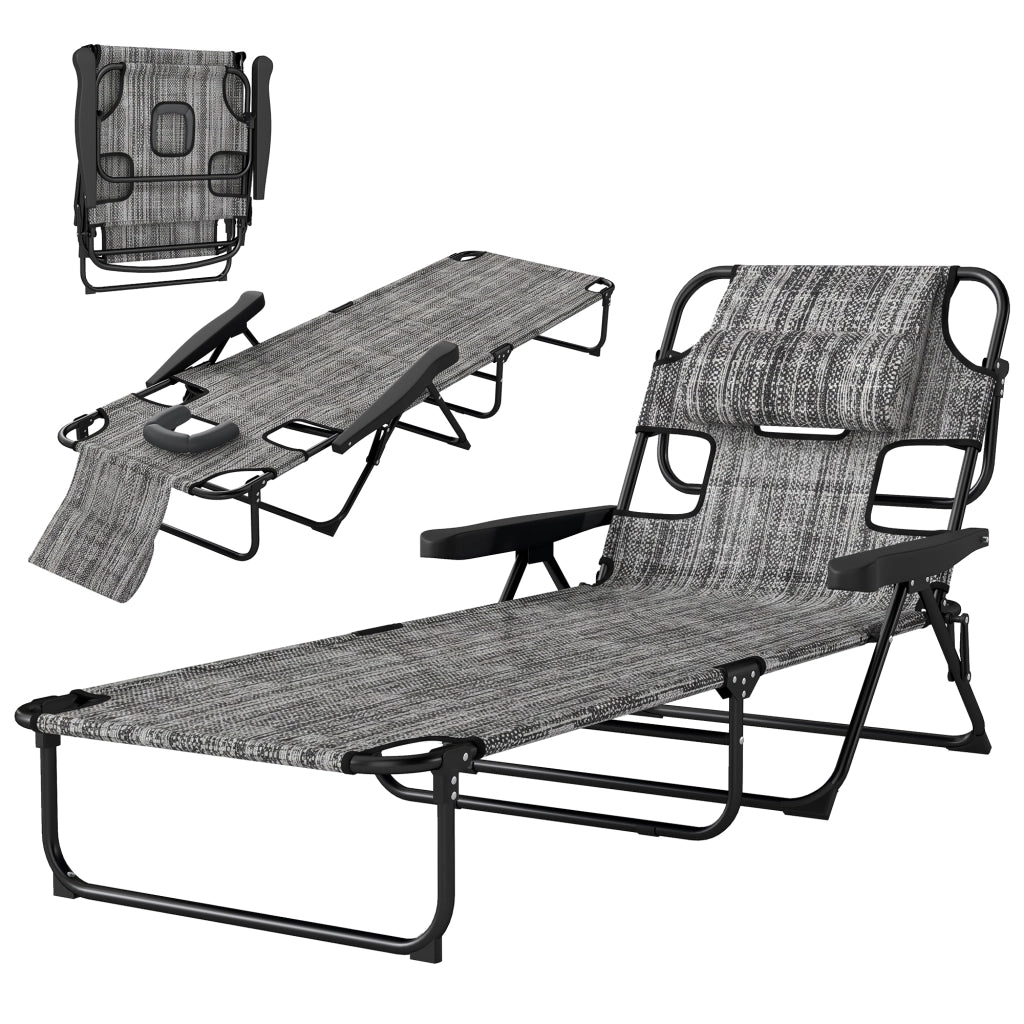Poltrona da Giardino Pieghevole ¨C Minimal ¨C Grigio 145x72x89 cm