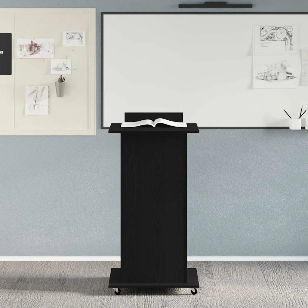 Podio con ruota Rovere Nero 55 x 55 x 107 cm Legno multistrato 862299