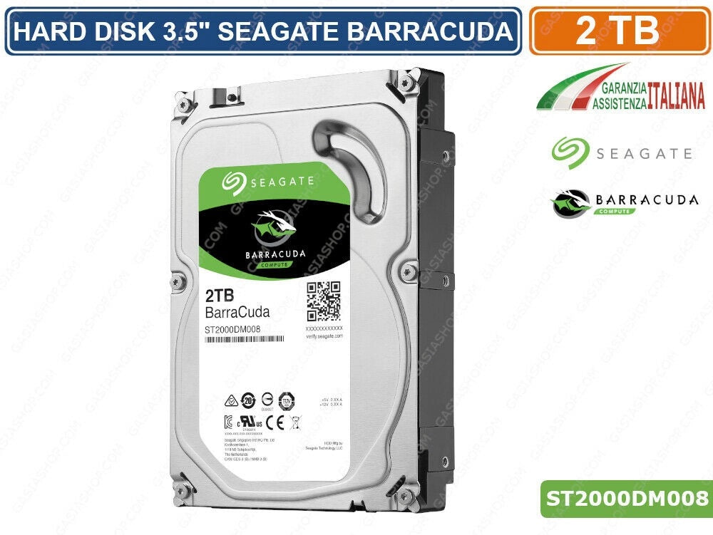 HD HARD DISK 2TB SATA 3 SEAGATE BARRACUDA 64MB ST2000DM008 VIDEOSORVEGLIANZA