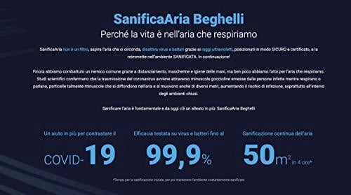 Beghelli 26700 SanificaAria 30 Purificatore d'aria per ambienti fino a 50 m² UV-C UV-OXY 30 m³-h 25W colore Bianco