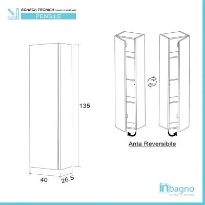 Pensile H135cm Effetto Pietra Oxid con 4 Ripiani