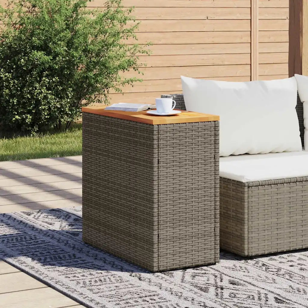 Tavolino-Tavolino da soggiorno-Tavolo Giardino Piano in Legno Grigio 58x27,5x55cm Polyrattan