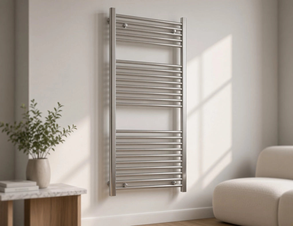 Scaldasalviette termoarredo 120x45 cm (int.40) cromato da bagno tubi dritti ROY