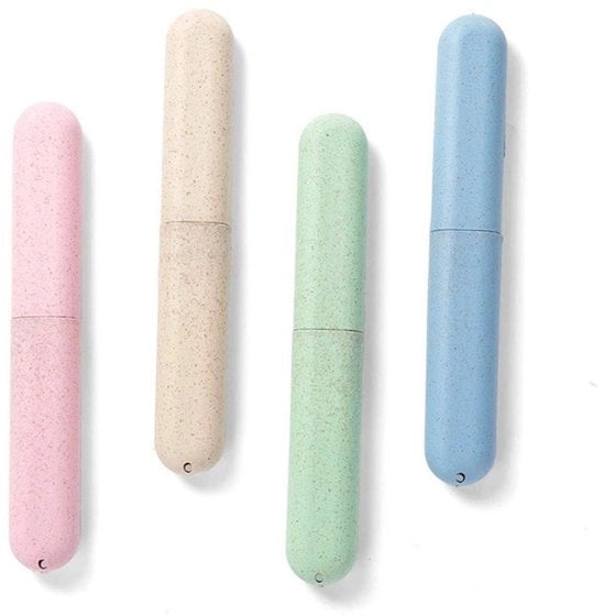 Set di custodie per spazzolini da denti 4 pezzi - Reclinabile - Scatola per spazzolini da denti - Ambientalmente compatibile - Leggero - Antimicrobico - Orecchiette per spazzolini da denti