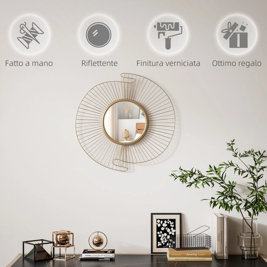 Specchio da Parete Rotondo ¨C Minimal ¨C Oro 60x60 cm